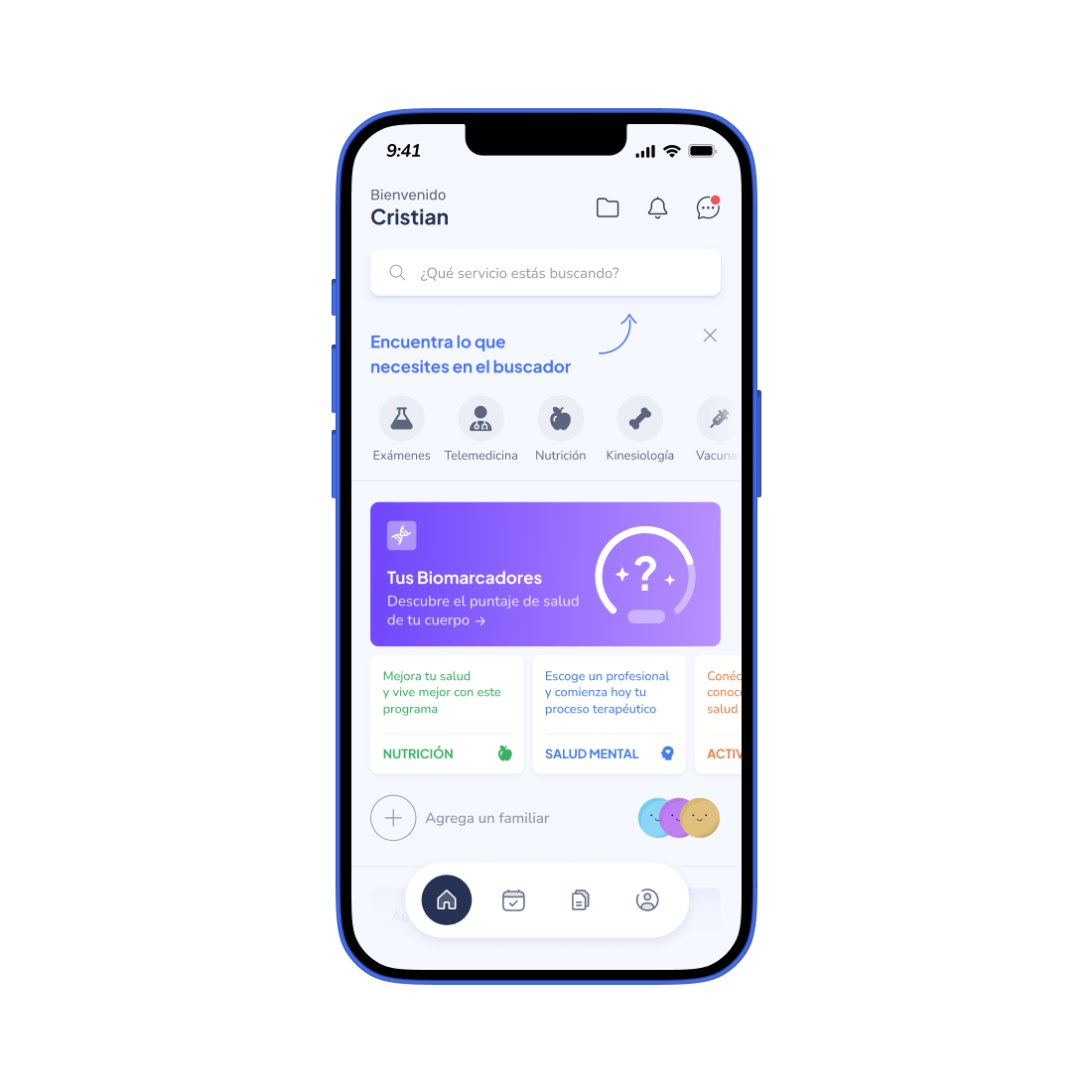 App home with biomarkers