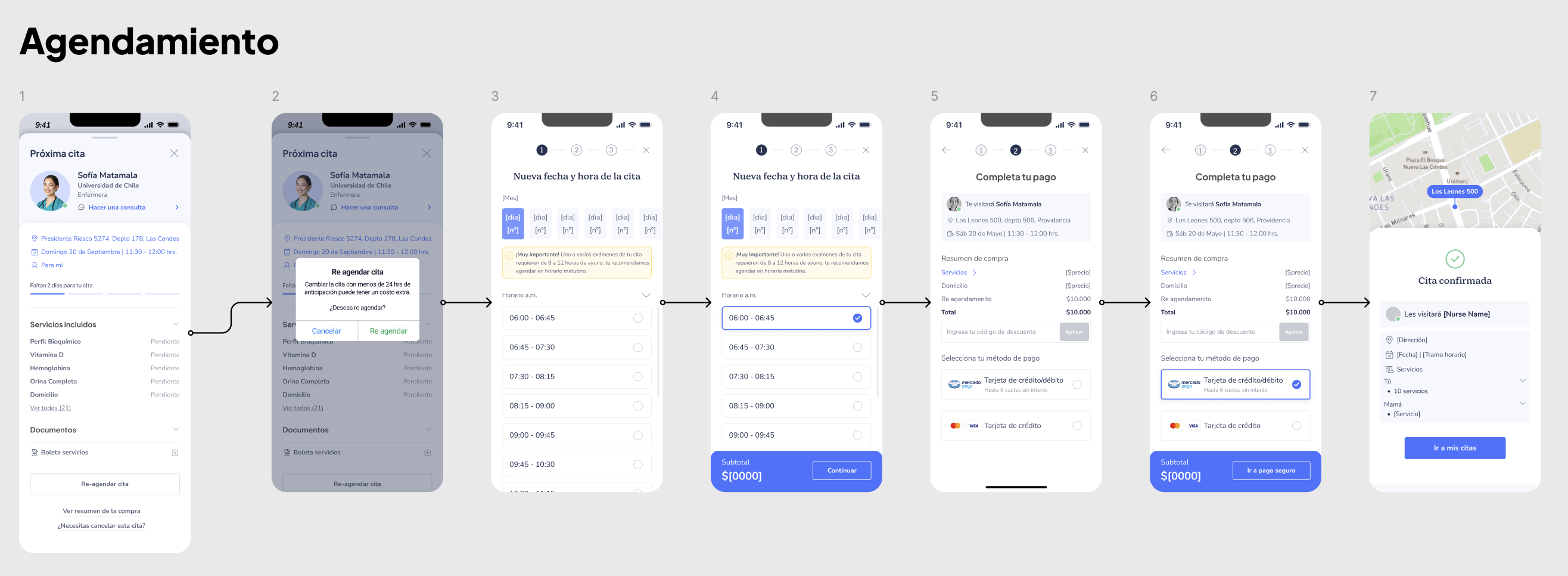 Reschedule flow — 7 steps