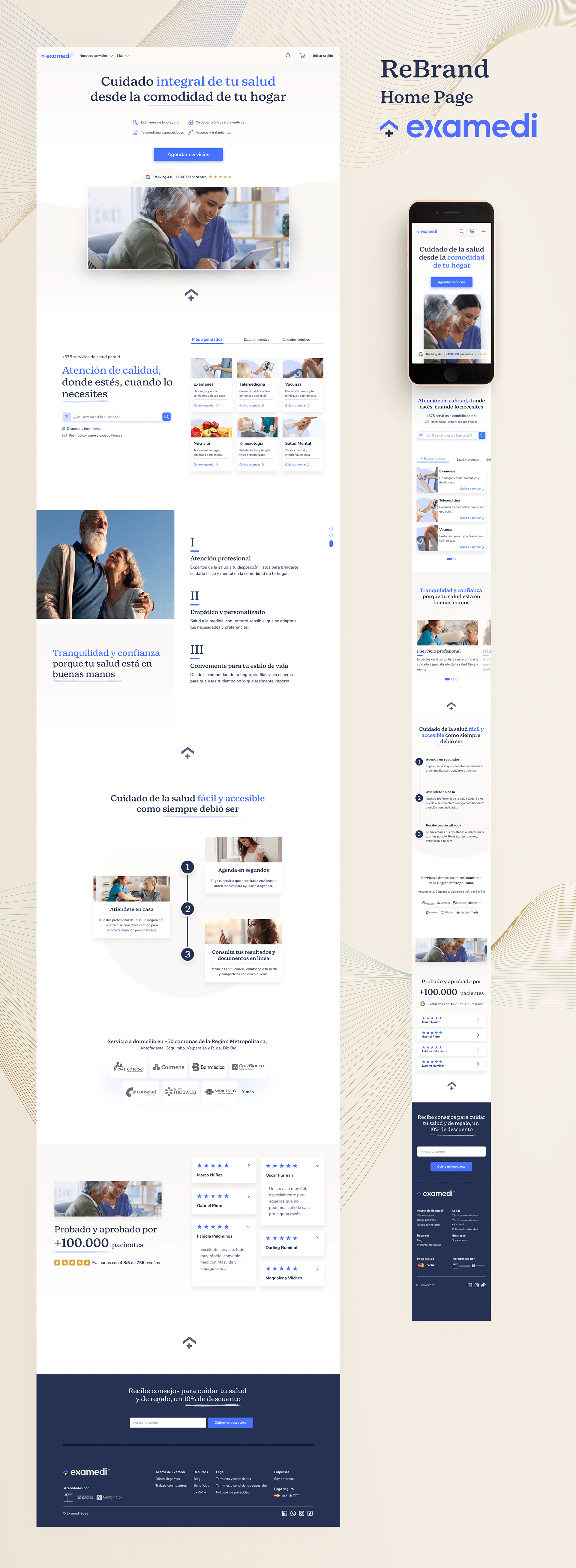 Examedi website rebrand — desktop and mobile