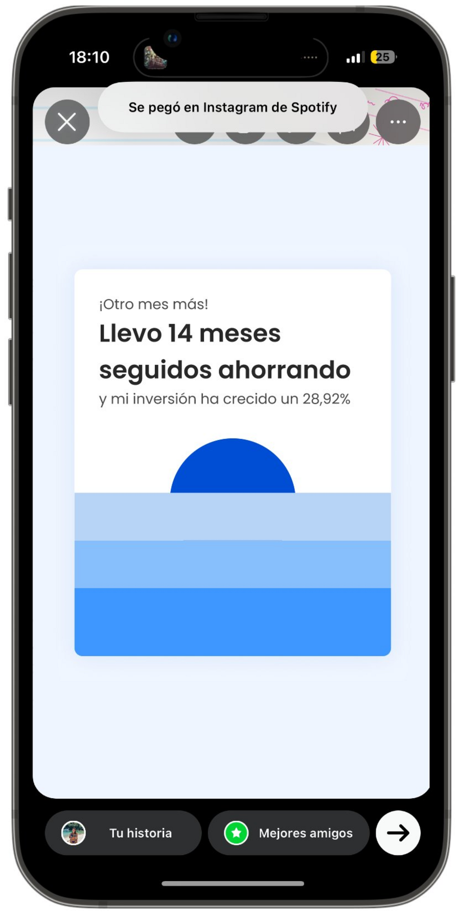 Final mockup — Fintual milestone as an Instagram Story