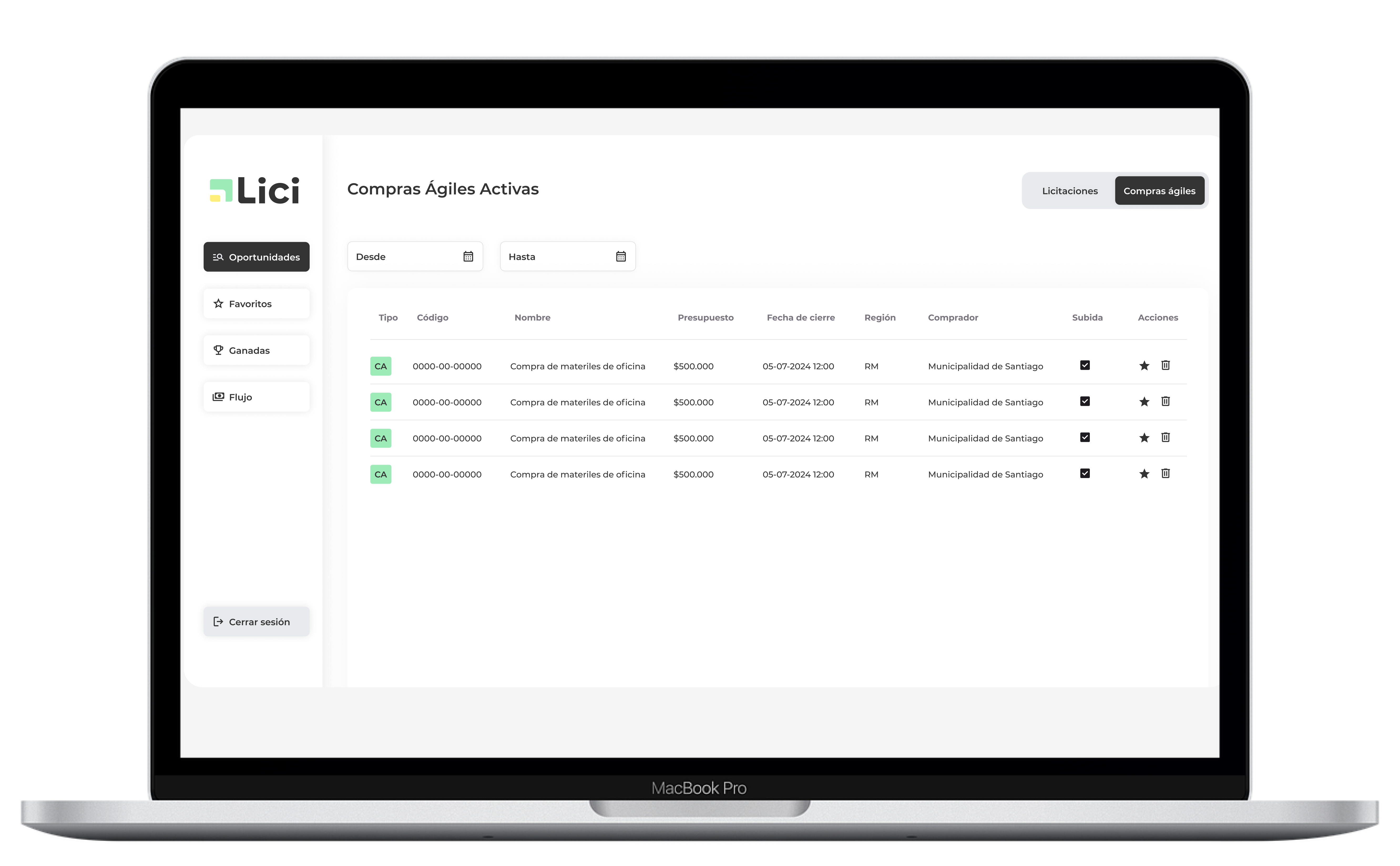 Lici product dashboard