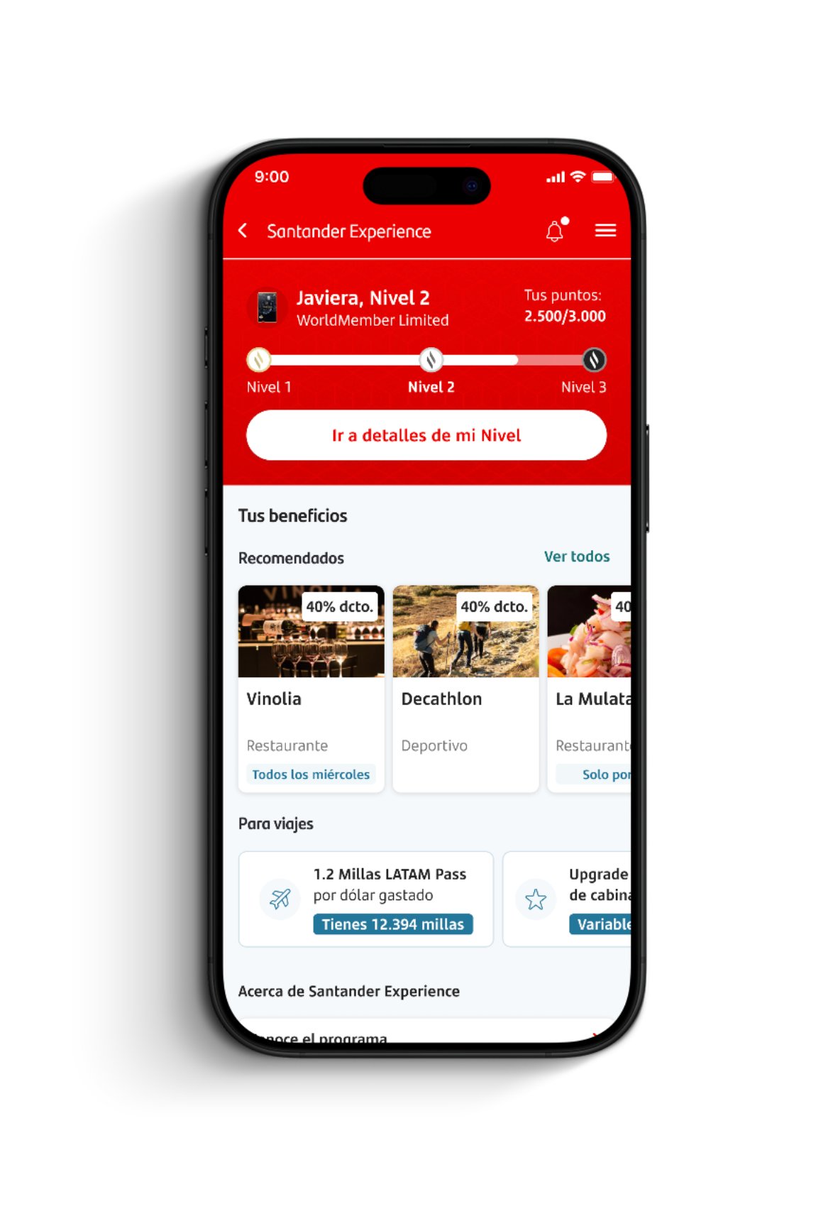 Santander Experience · Loyalty platform entry point