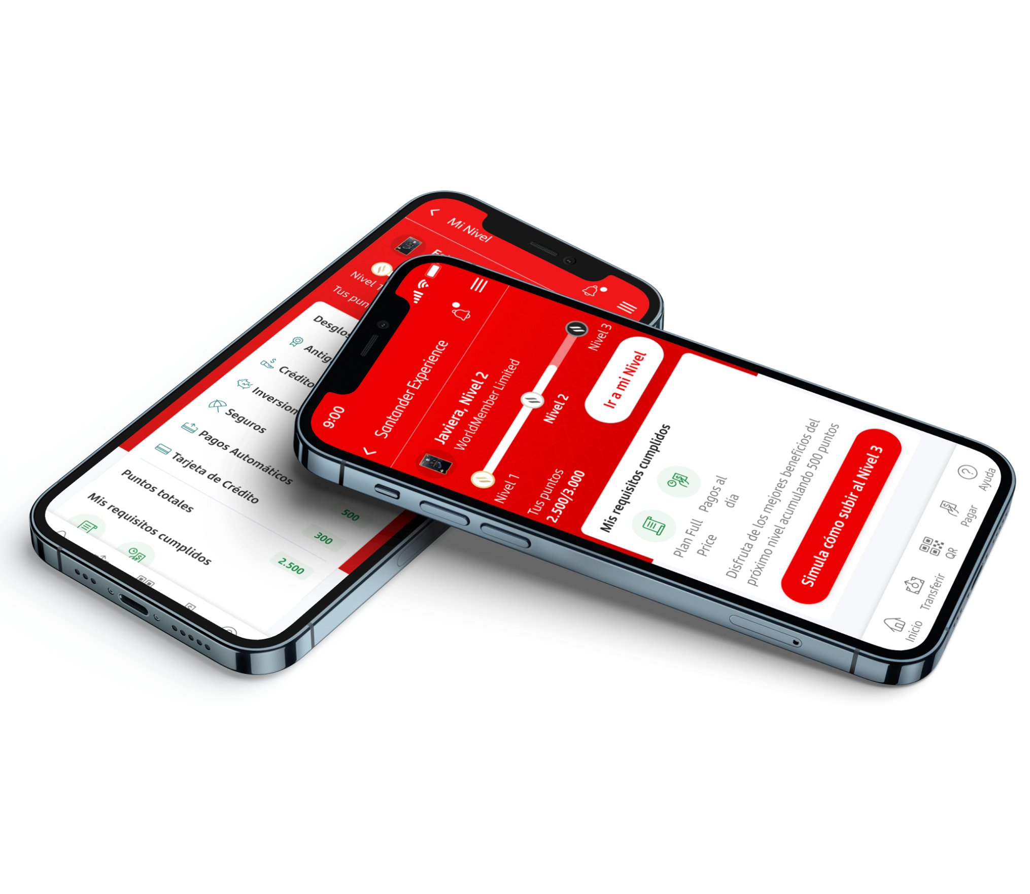 Santander Experience · Sample screens