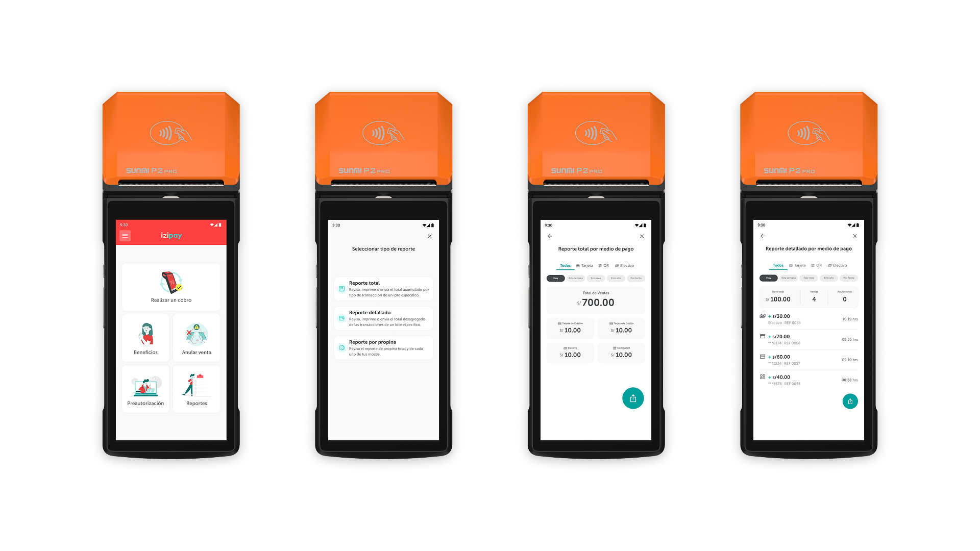 POS mockups — reports flow